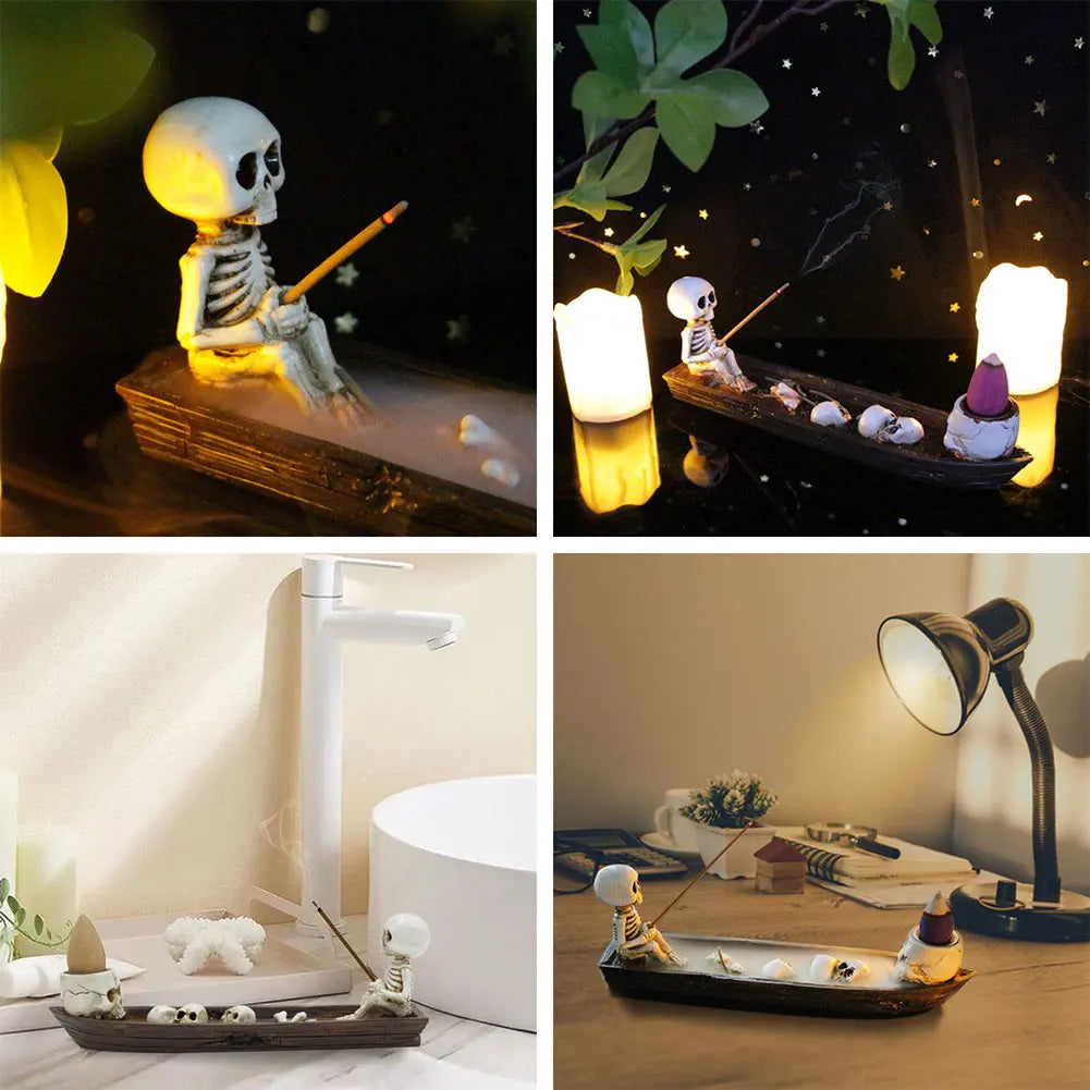 Skull Boat Incense Burner