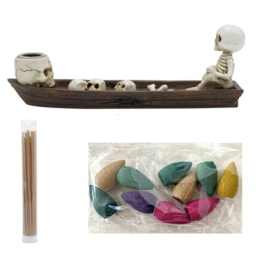 Skull Boat Incense Burner